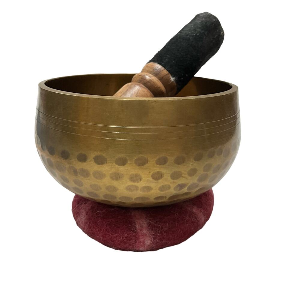 Tibetan Singing Bowl Set 4 inch- 7 Chakra Crystals &  journal w/ Mallet & stand